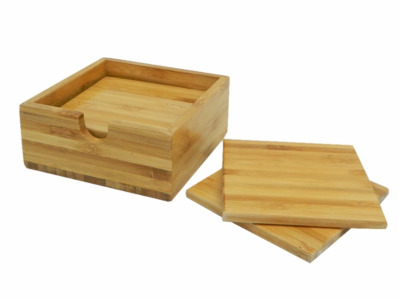 Exquisite Bamboo Coaster Set with Holder - Sustainable Tableware for Wholesale